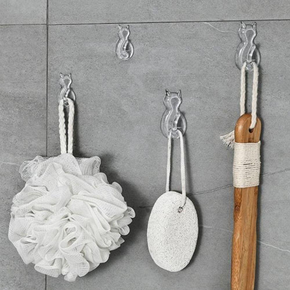5Pcs Waterproof Wall Hook No-Drilling Towels Rack Multifunctional Cartoon Cat Hooks  Space Saving