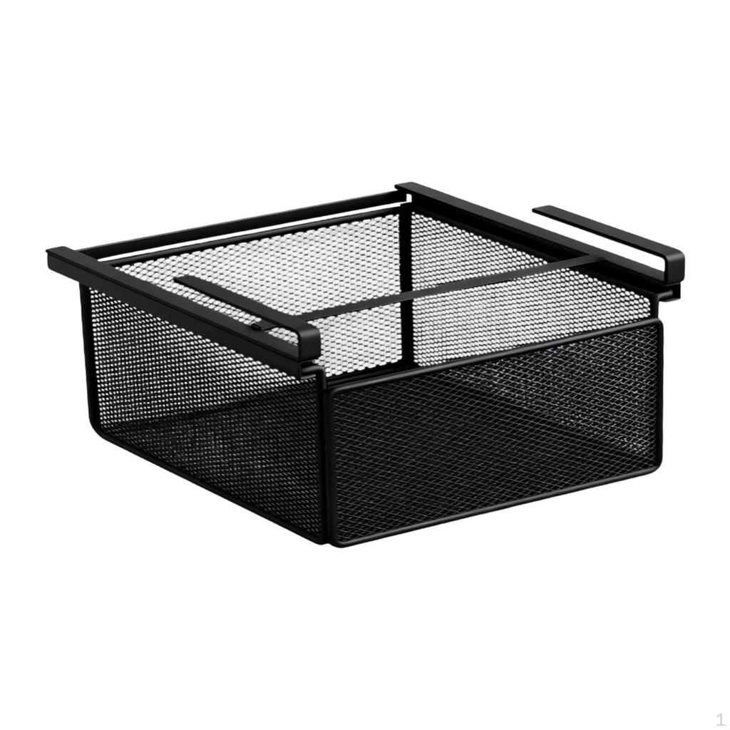 Extendable Storage Basket for under Shelves, Hanging Shelf Desks, Kitchen Tables, Bedroom