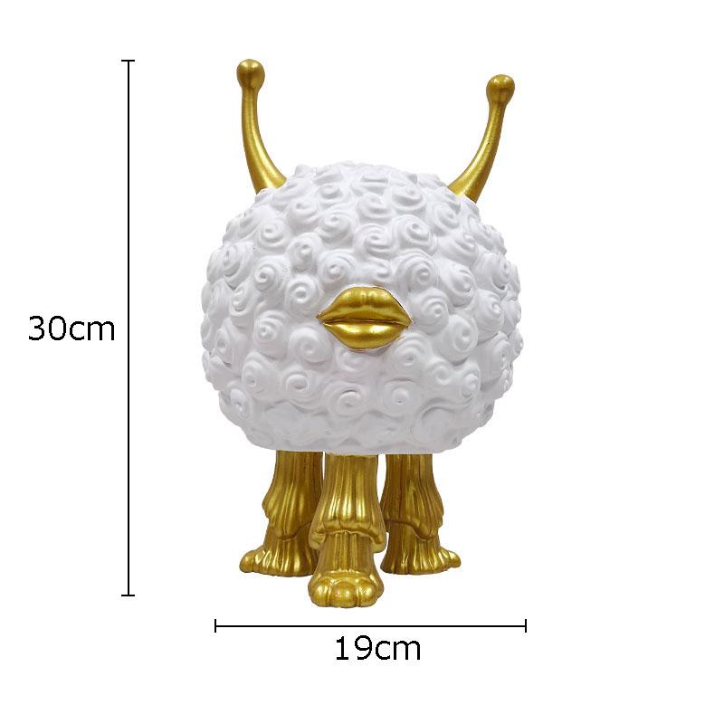 

Cartoon Curly Fluffy Creatures Sculpture Ornaments Desk Decoration Creative Cute Monster Statue Resin Crafts Modern Home Decor білий