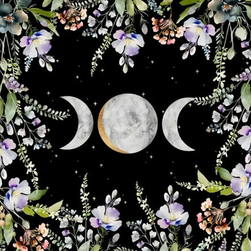 Celestials Flower Tarots Tablecloth Sun and Moon Sacrifice Divination Cloth for Card Readings And Divination