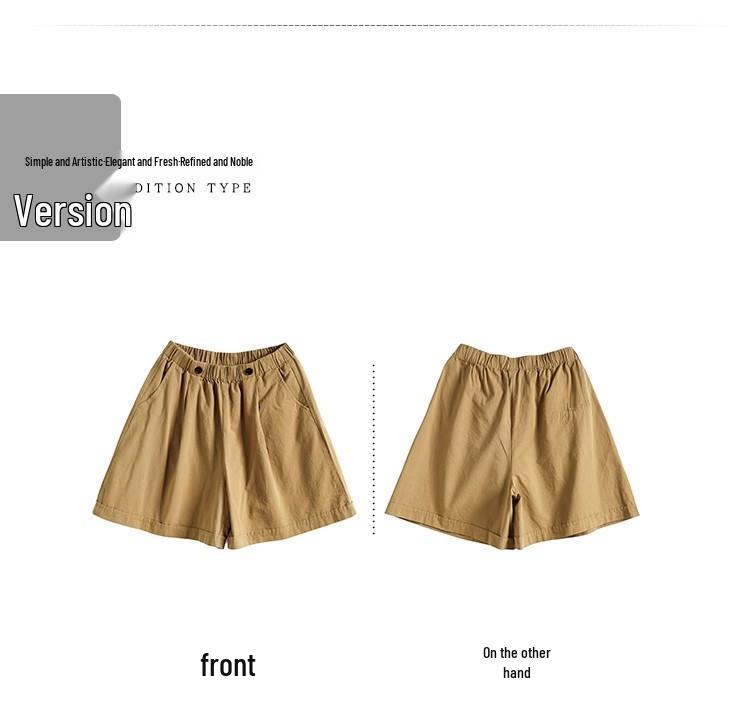 Women's Plus Size Cotton Retro Cargo Shorts - Multi-Color, Wide-Leg, Elastic Waist, Loose Fit, Versatile Five-Point Pants