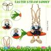 Figurina da appendere coniglio pasquale da 13,8 pollici, altalena carota, coniglio in paglia intrecciata, decorazione primaverile per casa, interni ed esterni