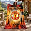 FC Manchester Custom Name Flannel Blanket Personalized Soft Warm Plush Throw Blanket Customized Gift for Family Friends