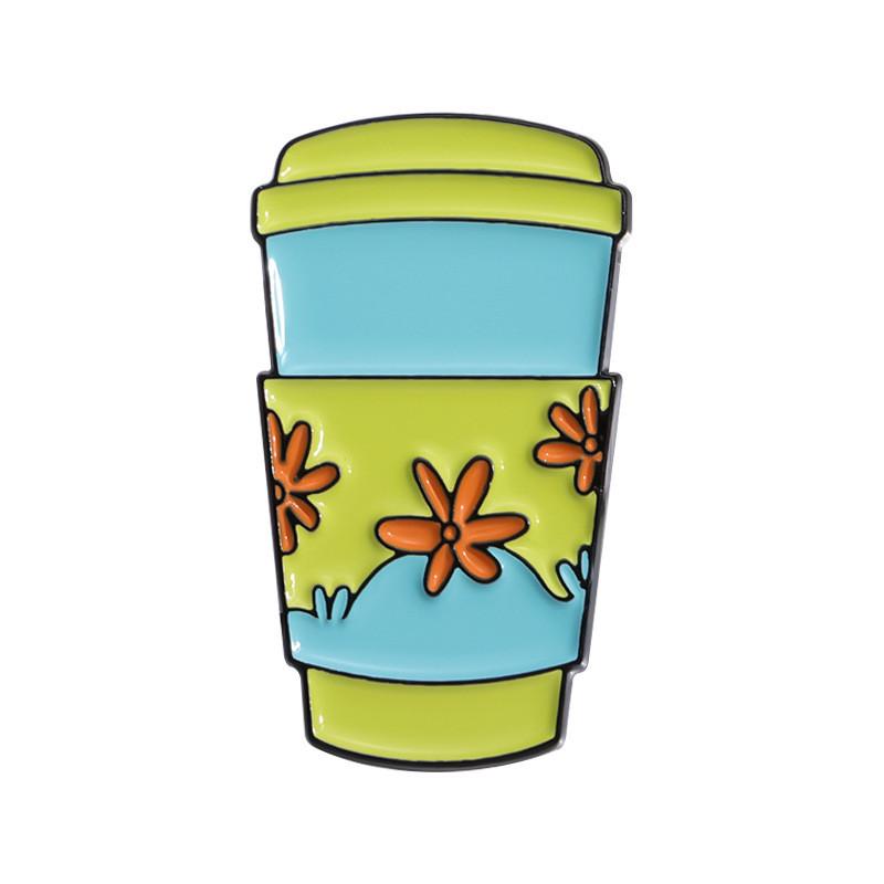 Coffee Cartoon Eyecatching Cup Badge Brooch Unique Enamel Coating For Looks Trendy