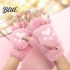 Fingerless Gloves with Flap Cover Furry Cat Paw Thermal Gloves Flip Top Mitten Button for Women Winter Cozy Outdoor Cold Weather Plush Half