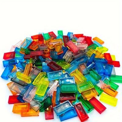 100 szt. Przezroczyste Płaskie Panele Świetlne 1x2 do Klocków - Wytrzymały Plastik ABS Kompatybilny z Zabawkami Pixel Art 3069