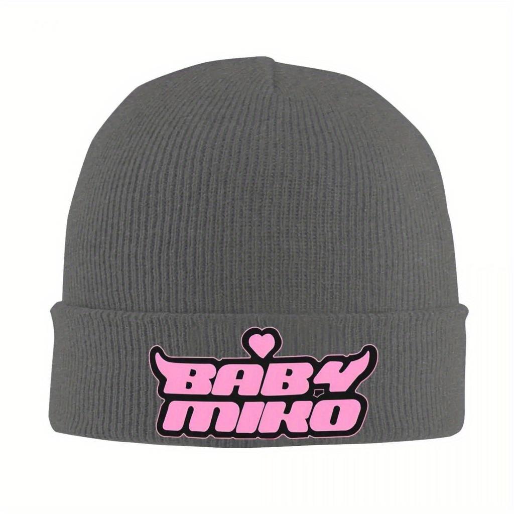 Vintage Baby Logo Miko Beanie Hats Bonnet Hats Men Women Y2K Cool Kpop Skullies Beanies Spring Printed Elastic Caps