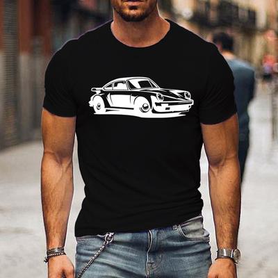 Summer Man Tričko Móda Volná Trička Ležérní Pánské Oblečení Klasické auto Potištěná grafika Vroubkovaný výstřih Krátké rukávy Topy Muži Oblečení