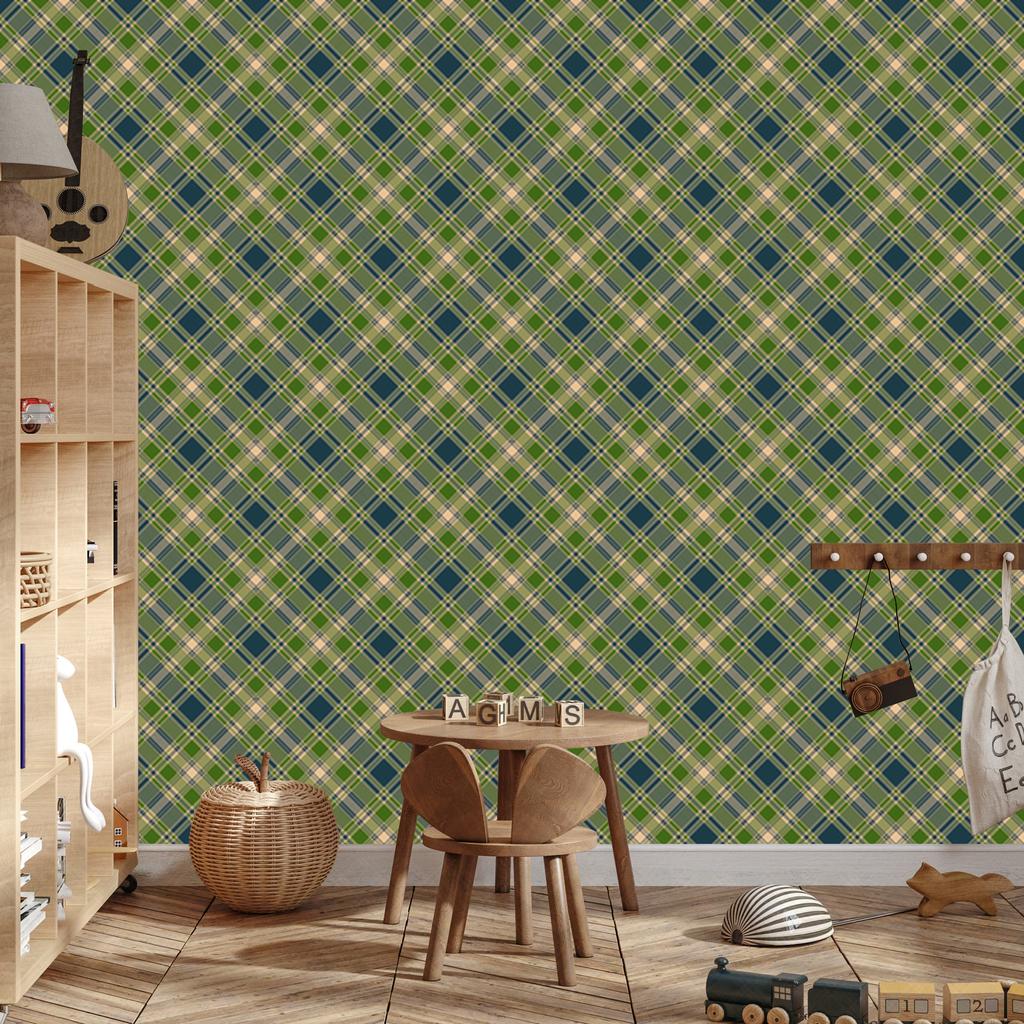 Christmas Autumn Plaid Wallpaper Olive and Brown 50x1000