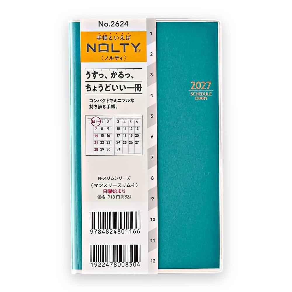Planner JMAM NOLTY Monthly Slim 2027 Block Sunday Start Index Pen Holder Nov 2026 Start 162 x 97 mm