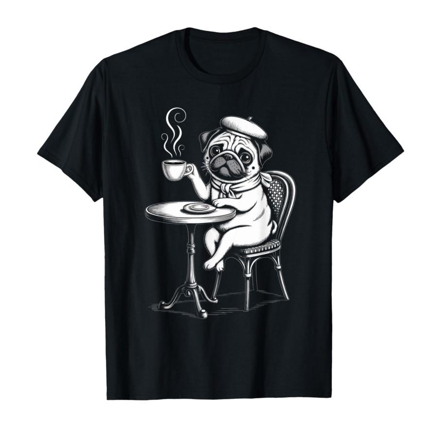 

Parisian Pug Coffee Cute French Dog for Dog T-shirt Men Women 100% Cotton T Shirts Short Sleeve Tops 0804-3 4XL