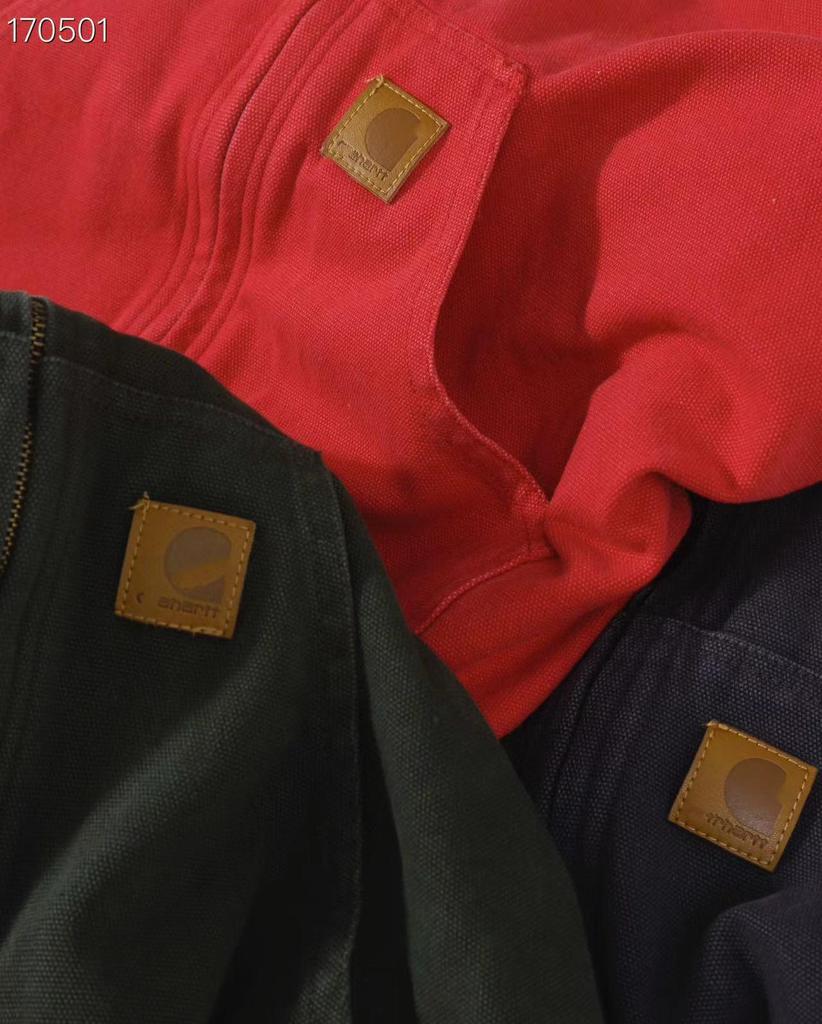 Jachetă Carha Vintage J130 din Pânză cu Petice din Piele și Glugă, Bumbac - Colecția Toamnă/Iarnă.