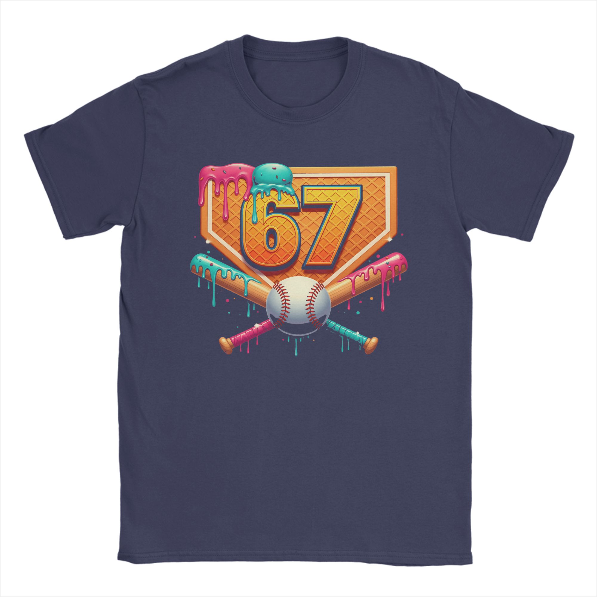 

Baseball Drip Number 67 Player Or 67th Birthday Men s T Shirt Casual Tee Shirt Short Sleeve T-Shirts Cotton Gift Idea Clothing 4XL