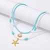 Starfish Shell Beaded Double Layer Pendant Necklace Bohemian Style Beach Vacation Accessory Women's Versatile Necklace