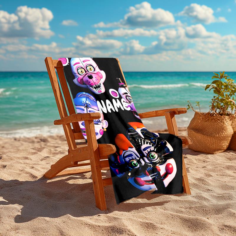 Personalized Customized Proof Beach Towel with Five Nights At Freddy's Pattern - Soft, Absorbent, Quick-drying, Perfect Swimming, Camping&bathing