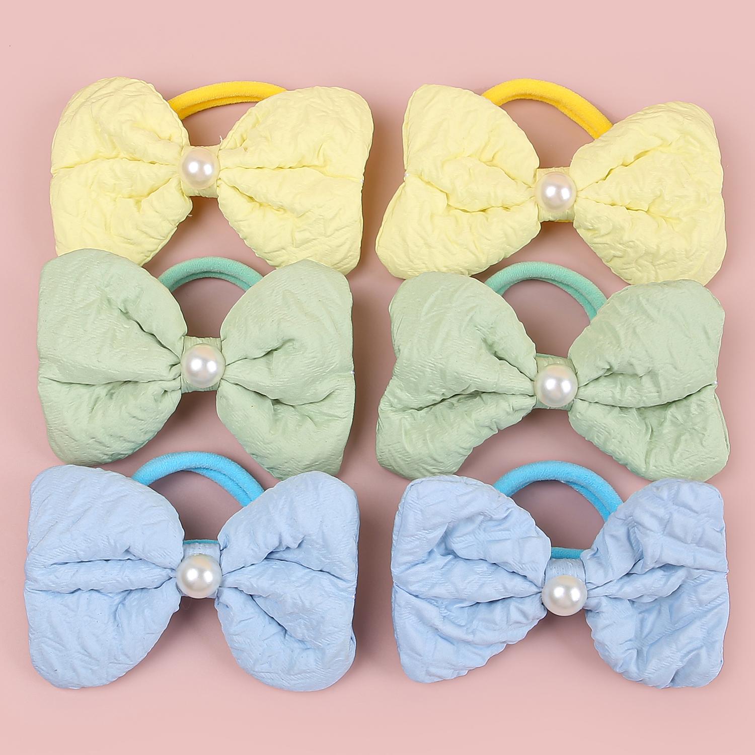 

6/9pcs 3.5inch Pearl Hair Bows Elastic Hair Ties Ponytail Holder Hair Bands Baby Girls Headbands for Kids Hair Accessories