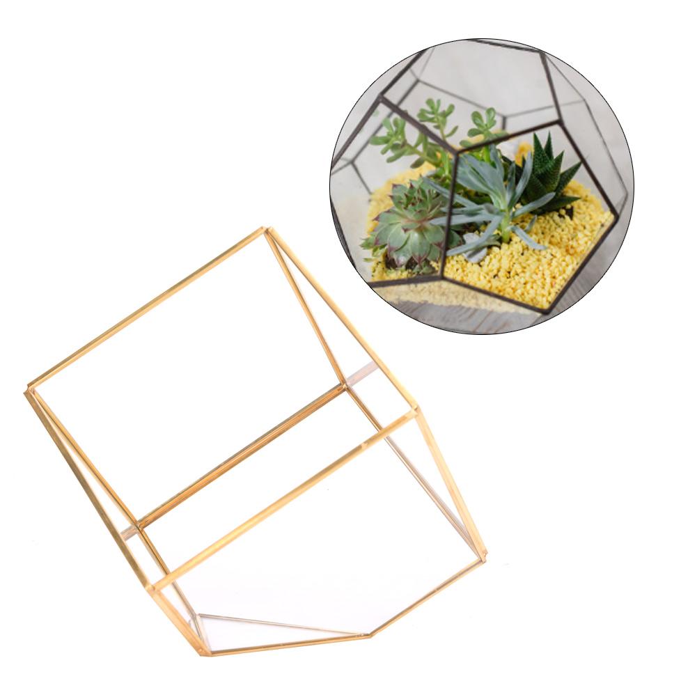 Gold Geometrische Form Sukkulenten Pflanze Blumentopf Glas Pflanzgefäß Landschaft Heim Tischdekoration