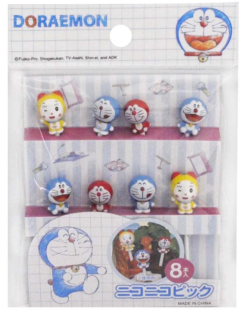 Torune Doraemon Lunch Niconico Surtido de Palillos, Palillos, Paquete de 8, DM-1