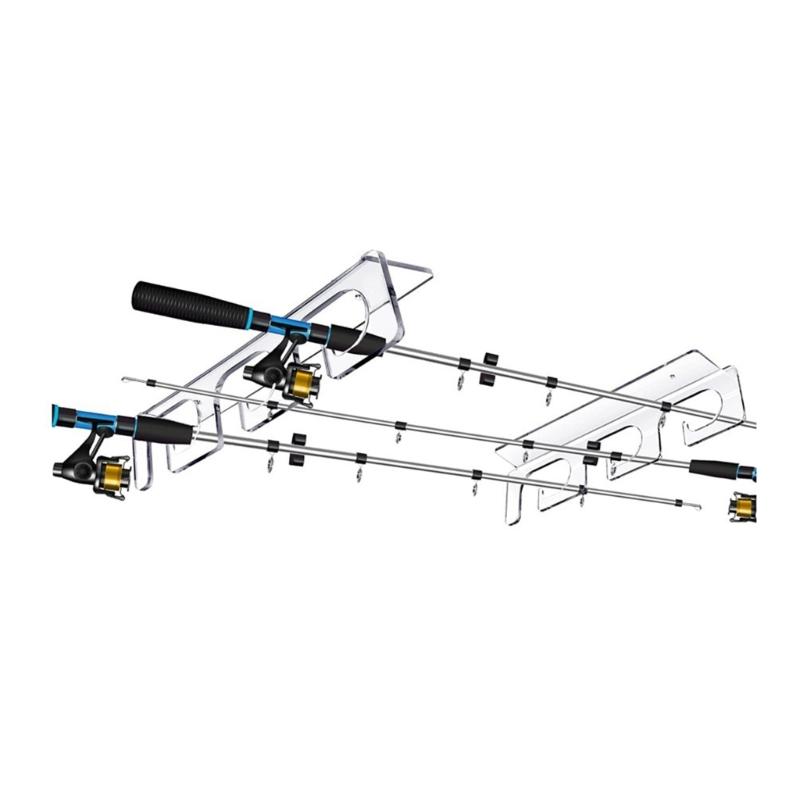 6 Rod Fishing Rod Holder Wall Ceiling Storage Rack Horizontal Rod Stand for Garage, Cabin, Basement Fishing Accessory
