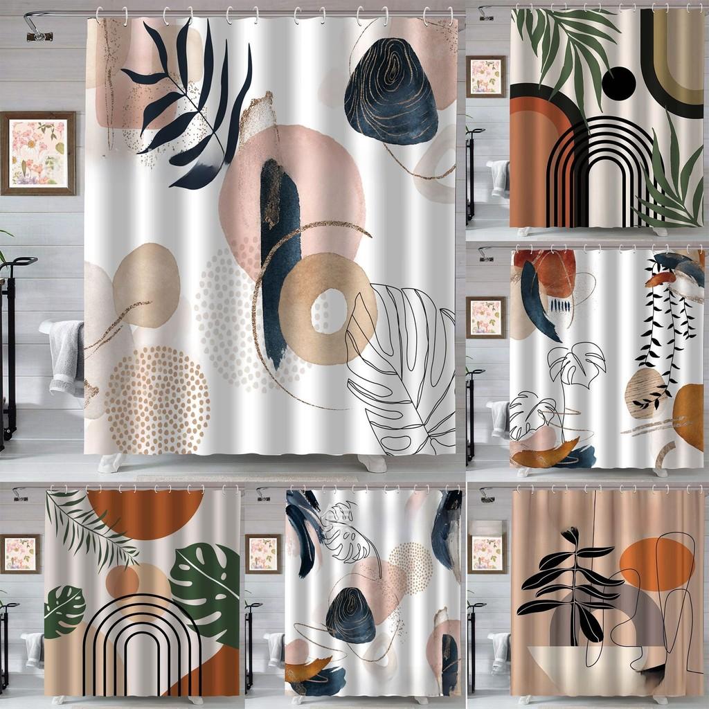 Boho Style Watercolor Polyester Shower Curtain Waterproof Fabric For Bathroom Decor And Privacy Divider