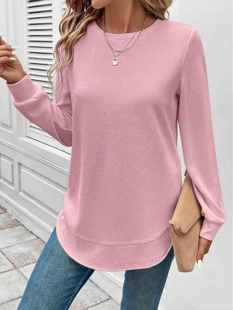 2025 Trendy Loose-Fit Women's Solid Color Round Neck Long Sleeve Hoodie for Autumn and Winter