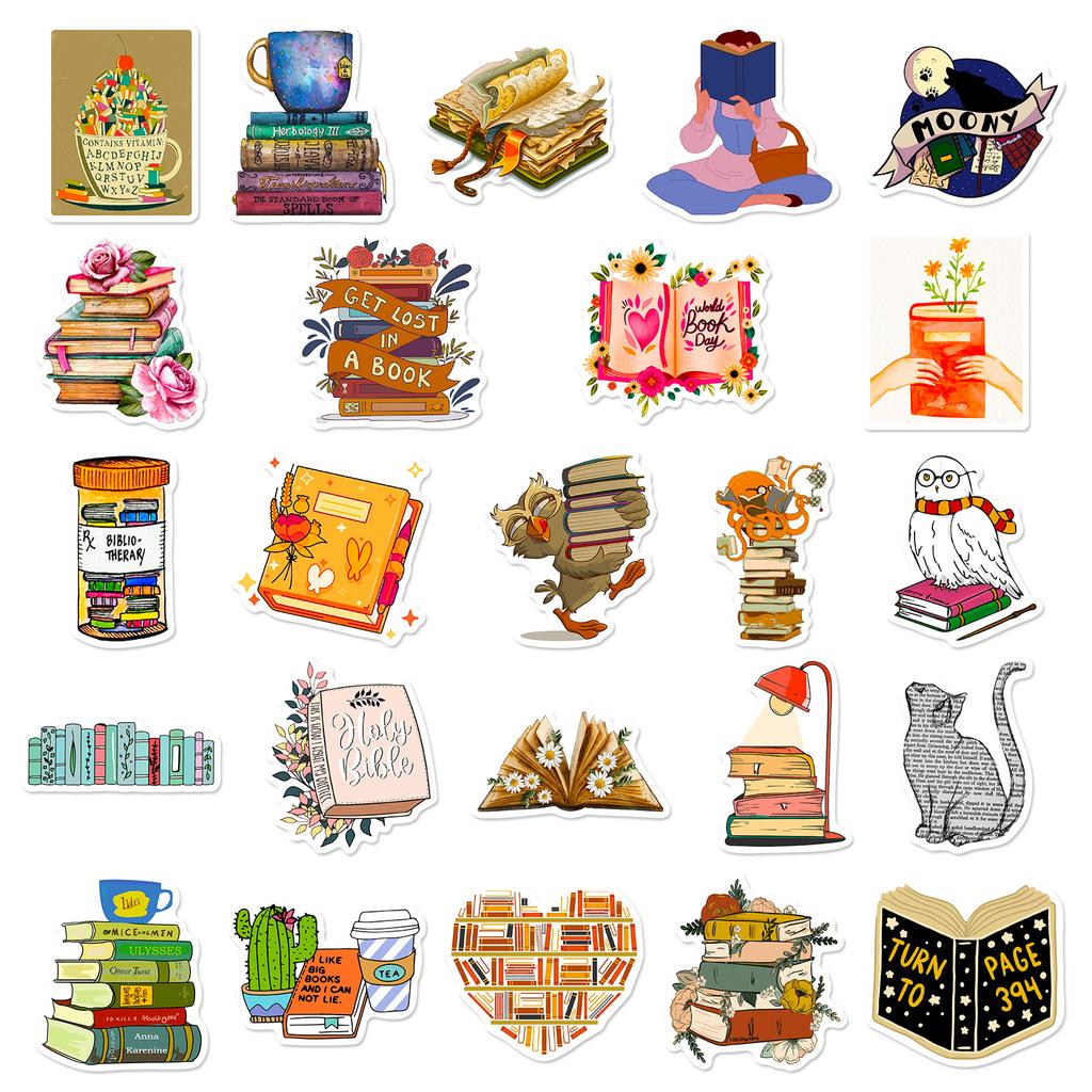 50 Books Reading Graffiti Stickers Decorating Computers Mobile Phones Tablets Waterproof Stickers