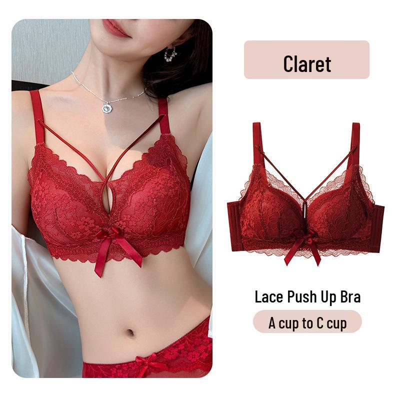 Elegantes Spitzen Modal Verstellbares BH-Set - Sexy & Verführerisch in Rot