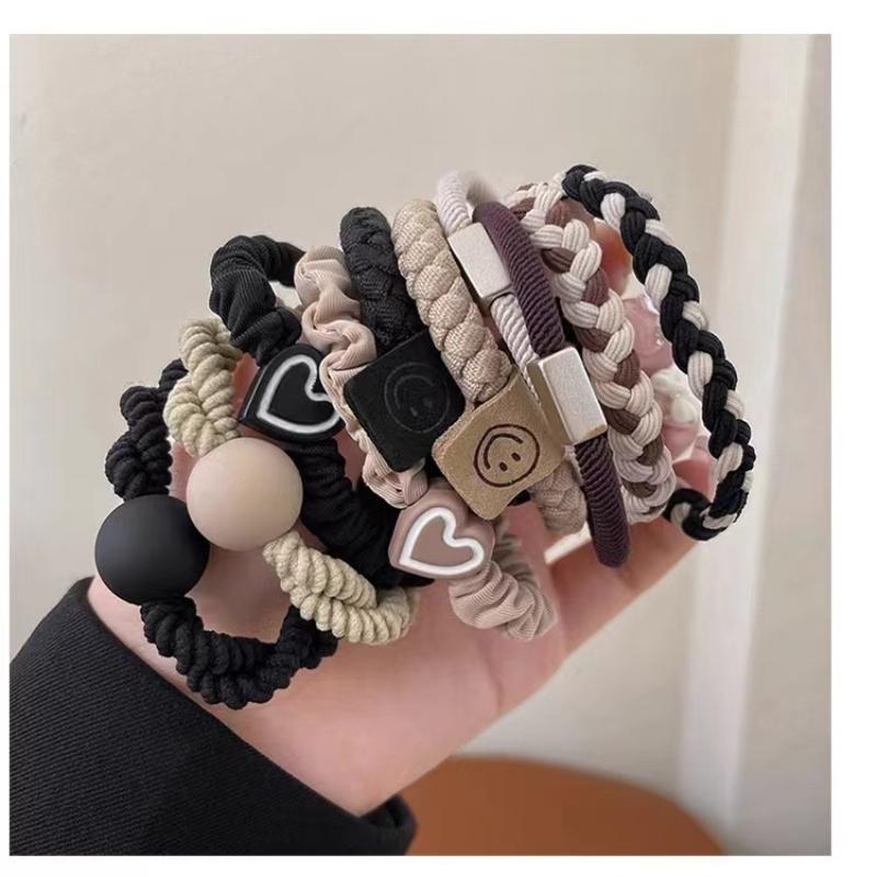 5-teiliges Haarring-Set für Damen, Haarschmuck, hohe Elastizität, Lederband, einfaches Temperament, hohe Haltbarkeit des Pferdeschwanzes, neuer Stil