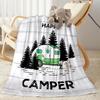 Happy Camper Adventure Blankets Are Suitable for Living Rooms,making Them an Ideal Choice for Outdoor Travel and Gifts.