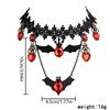 1pcHalloween Necklace Gothic Dark Style Bat Ruby Heart Pendant Party Costume Dress-Up Necklace Holiday Gift