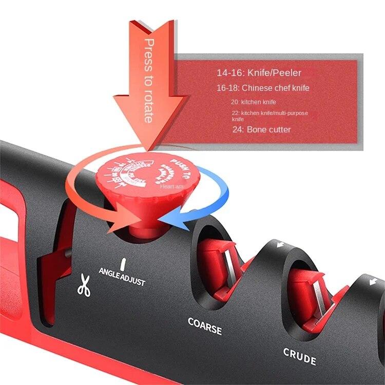Knife Sharpener Handheld Kitchen Facilitative Sharpener Tool Angle Adjustable Five In One Knife Sharpener Black Red Professional