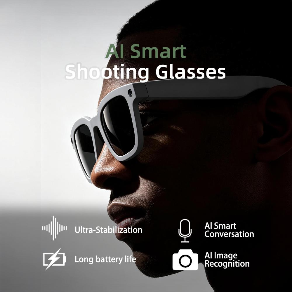ODM Custom Ultra Light 42g AI Smart Glasses 8MP Camera 1200P Video Software Anti Shake Open Ear Audio Glasses for Business