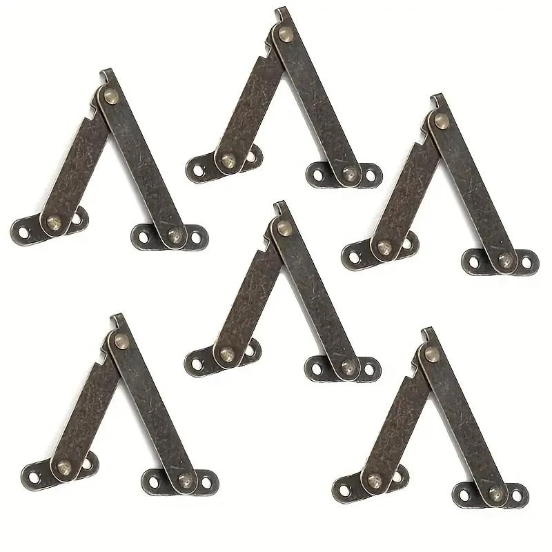

6Pcs Rustic Bronze Folding Lid Supports - Durable Hinges with Adjustable Stay Function - Cabinets