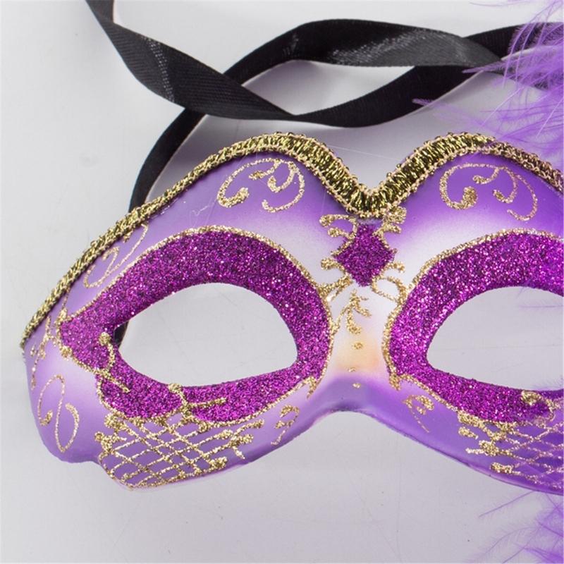 Feder-Maskenballmaske mit Blume für Damen, Maskenball-Halbmaske Feder-Augenmaske für Halloween-Party Kostüm