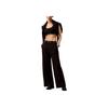 Simple Wide Leg Breathable Comfortable High Waist Knitted Sports Pants Women Bottoms Black 404F606-001