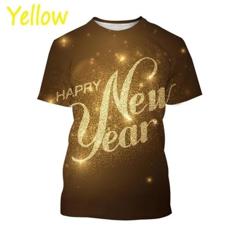 3D Tištěné Tričko Šťastný Nový Rok Pro Muže Ženy Osobnost Festival Nový Rok Tričko Topy Ležérní Oversized Trička Streetwear