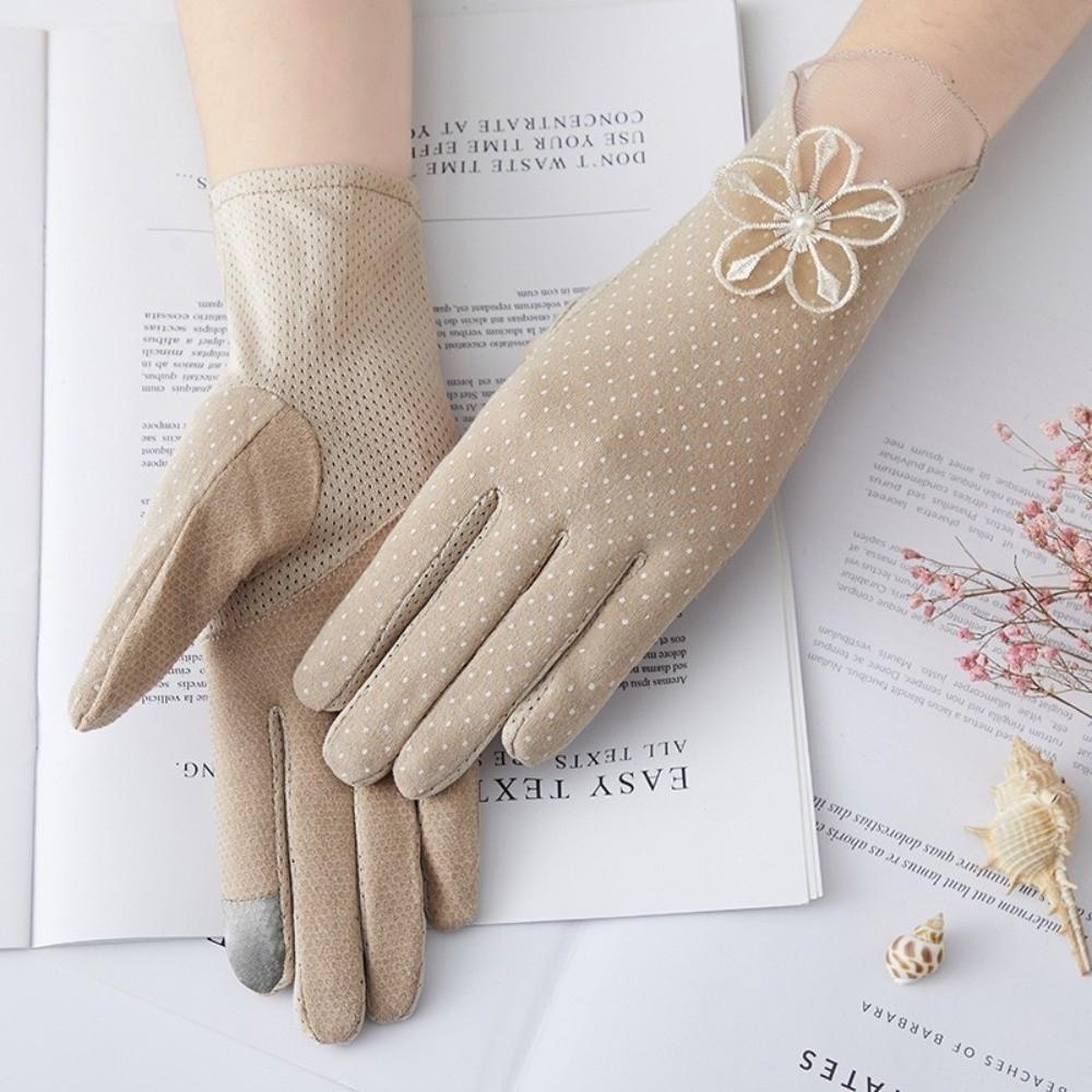 Non-slip Sun Protection Gloves Breathable Mittens Fashion Touch Screen Gloves  Women хаки