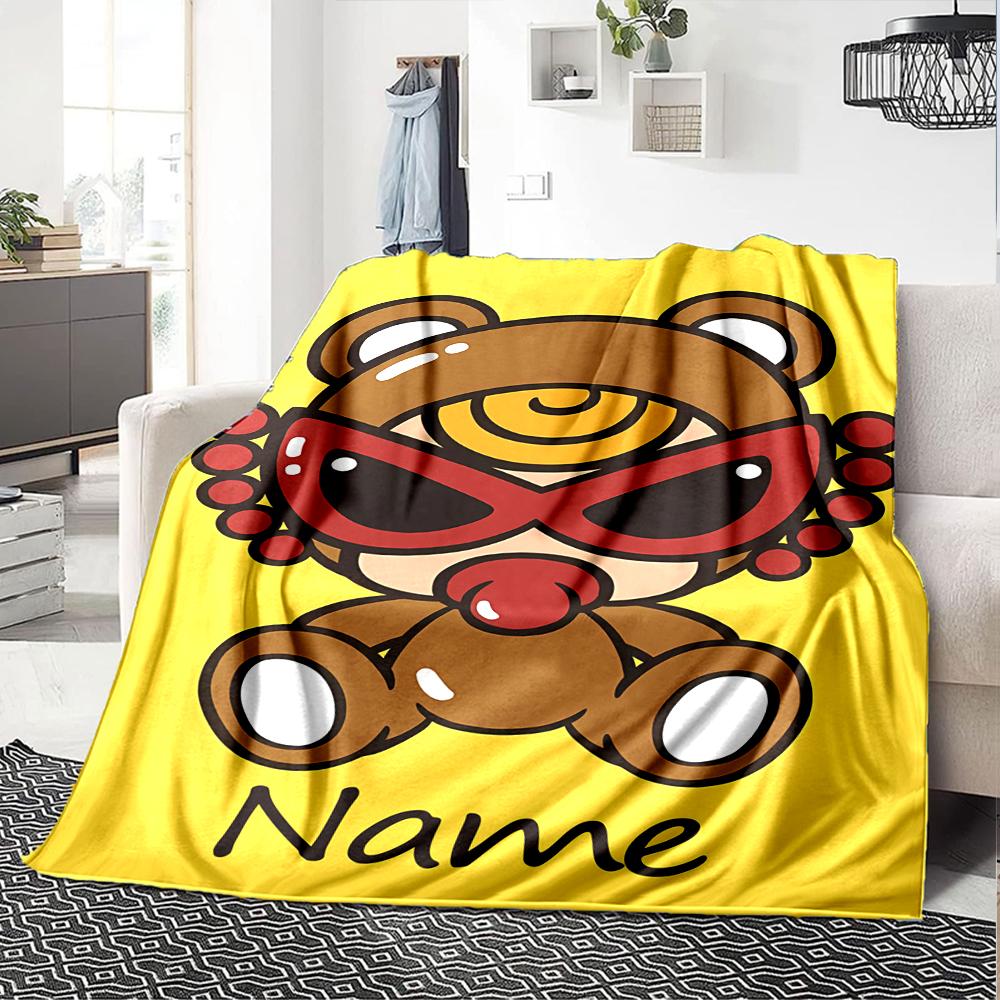 Customiz Name Personality Hysterical Mini Blanket Soft &Warm Sofa Office Bed Travel Lunch Break Blanket, Gift Suitable All Seasons