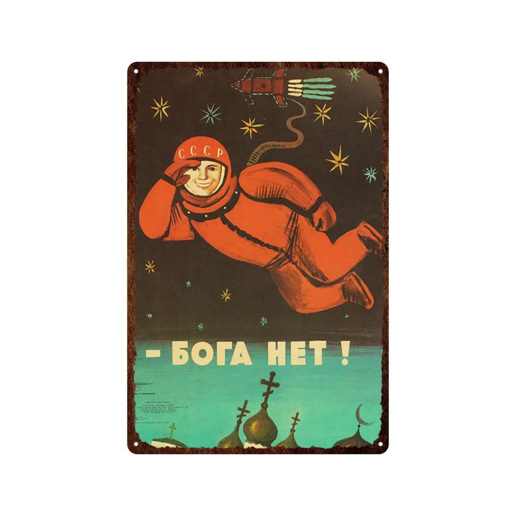 Soviet Union Russia Space Race Poster Vintage Metal Tin Sign Decor BarGarage Cafe Decorative Wall Plates Plaques USSR Retro S