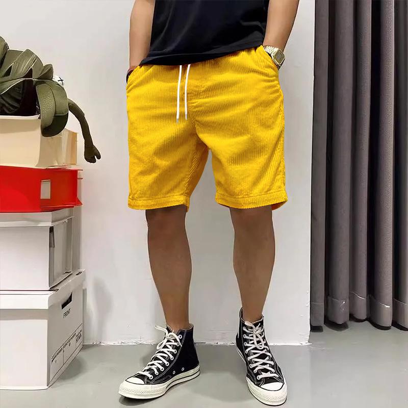 Retro Corduroy Cross-Border Workwear Shorts for Men - Summer American Streetwear Trend