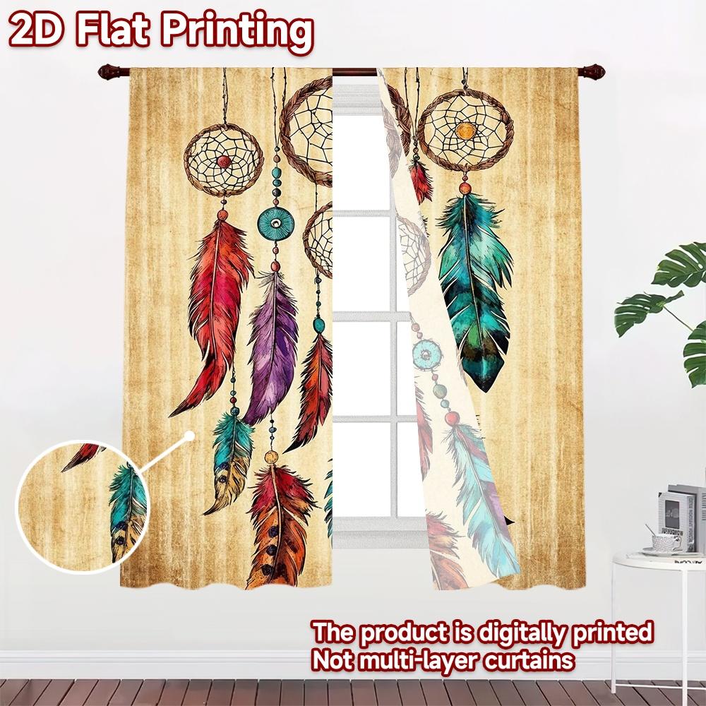 2D Flat Photography Backdrop Photography Backdrop Colorful Dreamcatcher Feathers 100% Polyester Family Party for Suitable