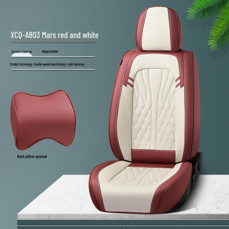 All-Season Nappa Leather Car Seat Cushion - Breathable, Perforated Universal Cover