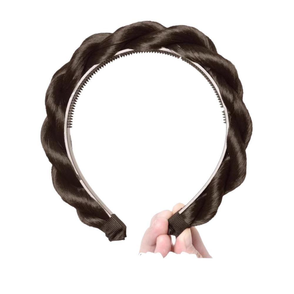 

Натуральный парик с косами, повязка на голову, противоскользящие резинки для волос, универсальные плетеные парики для женщин коричневый