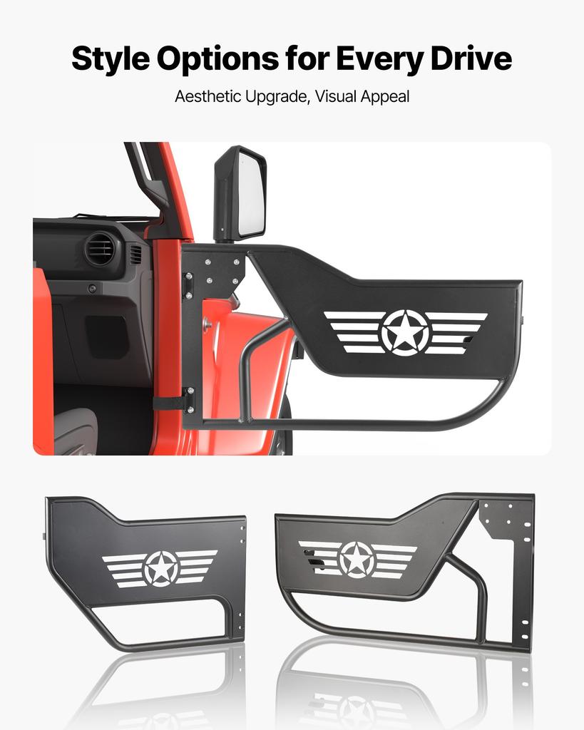 VEVOR Jeep Tube Doors, 4-Door, Compatible with 2018-2026 Jeep Wrangler JL JLU & Gladiator JT 4XE