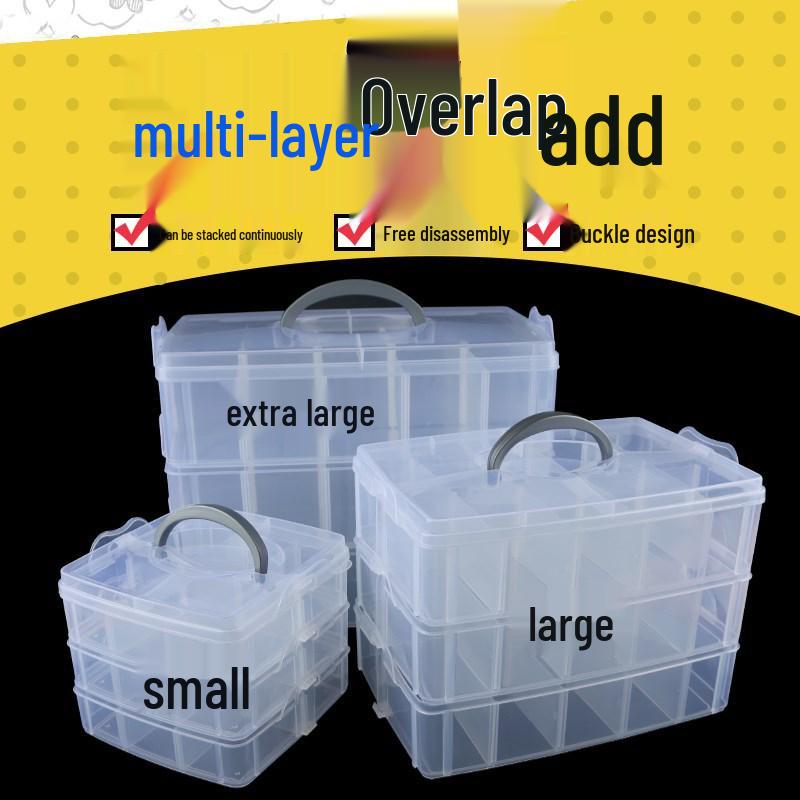 Transparent Multi-Layer Detachable Storage Box for Small Items and Lego Bricks