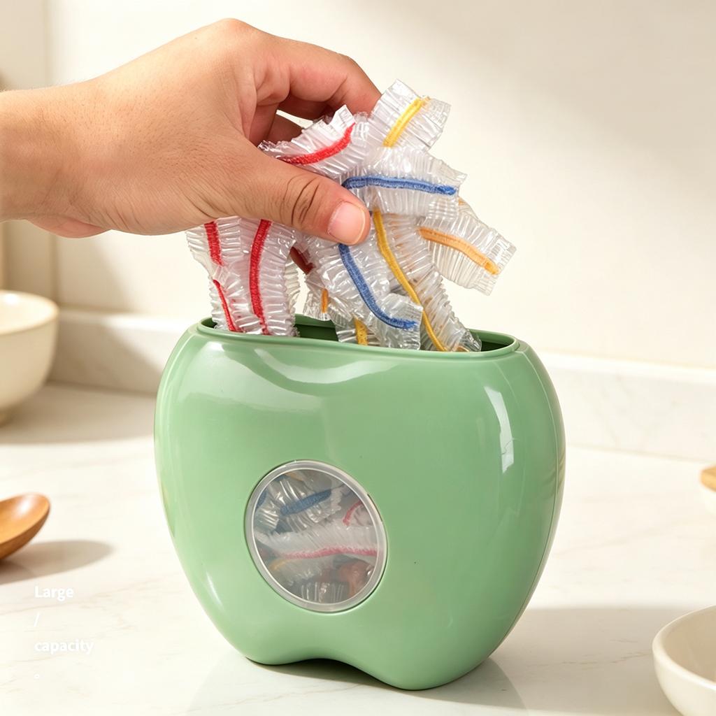 Kitchen Storage Box Apple Shape No Drill Wall Rack Dustproof Transparent Window Disposable Fresh Cover Organizer