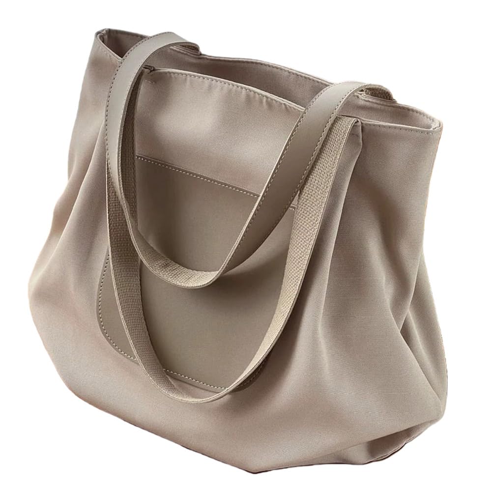 

Garranis Canvas Tote Bag, Large Capacity, Casual, Lightweight, Cute, Durable, Women s Shoulder Tote Bag, Canvas Handbag, 2-Way, A4 Size, Zippered,