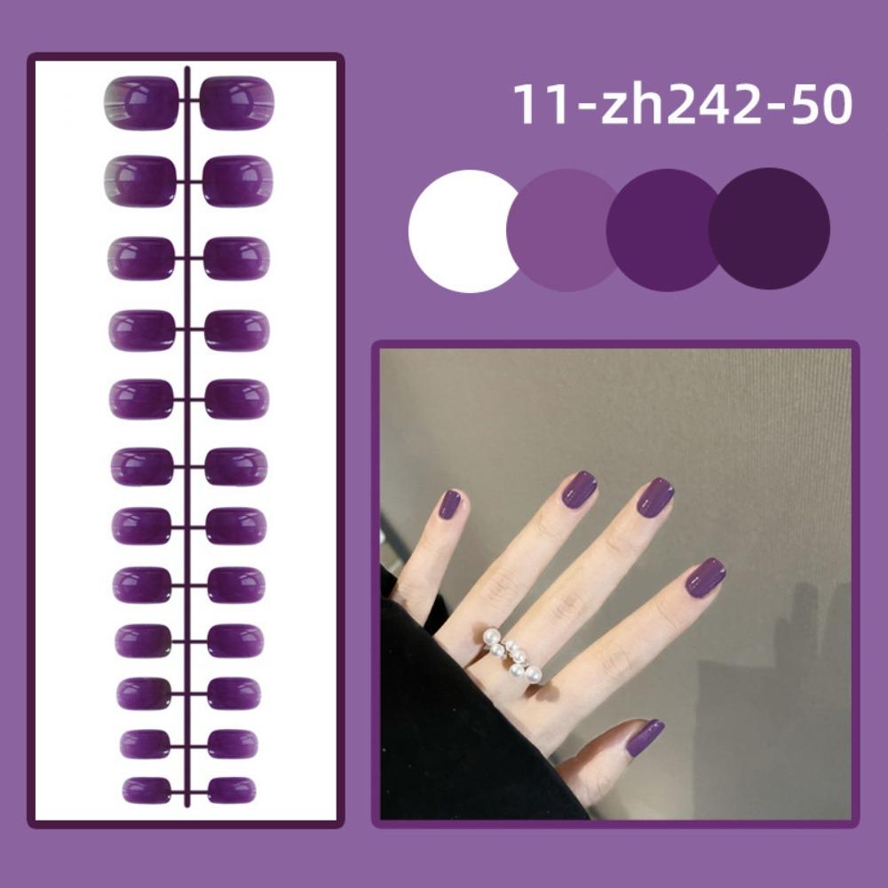 24 ks celoplošné krátké čtvercové umělé nehty mini nehty na nehty, jednobarevné umělé nehty pro ženy