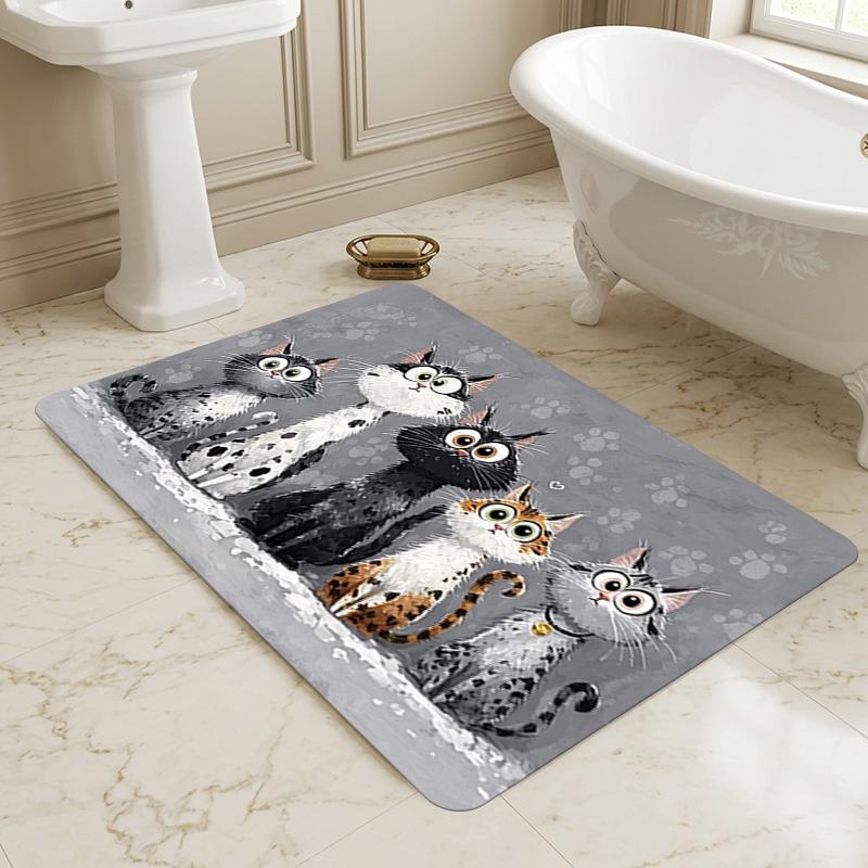 Cat Family Living Room Nonslip Area Rug Soft Carpet For Bedroom Game Playroom Sofa Office Home Decor Doormat Christmas Gift C92672