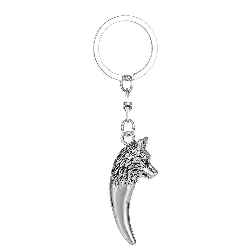 

Retro Wolf Head Stainless Steel Keychain Halloween Domineering Style Fashion Car Pendant Practical Personality Gift
